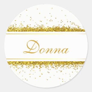 Adesivo Nome de Confetti Glitter Dourado Faux
