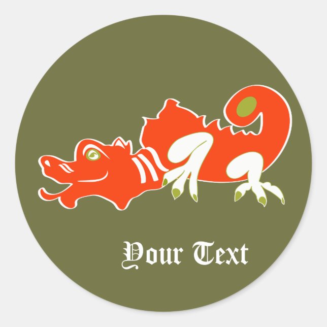 Adesivo Nome de Dragão Chinês Personalizado Design de Fant (Frente)