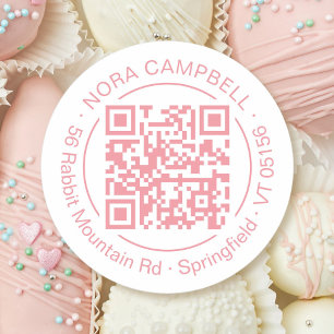 Adesivo Nome de Empresa Moderno Código QR Quadro Rosa Pêss