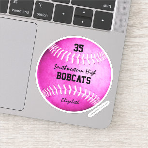 Adesivo nome de equipe personalizada de softball rosa quen