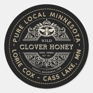 Adesivo Nome de Estado Heraldic Bee Honey Label