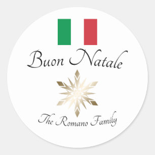 Adesivo Nome de Família Italiano Bandeira Buon Natale e Fl