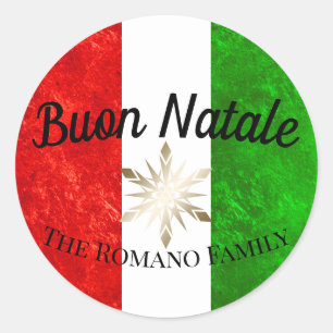 Adesivo Nome de Família Italiano Bandeira de Buon Natale N