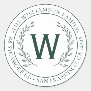 Adesivo Nome de Família Simples Moderno Monograma Endereço