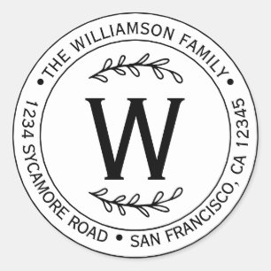 Adesivo Nome de Família Simples Moderno Monograma Endereço