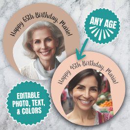 Adesivo Nome de Foto de Aniversário Personalizado Qualquer