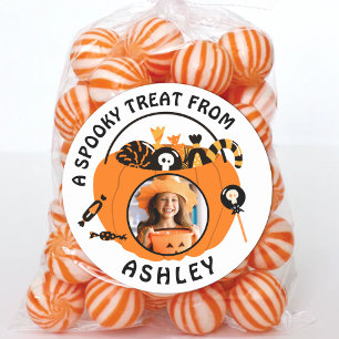 Adesivo Nome de Foto Personalizada Doces de Halloween
