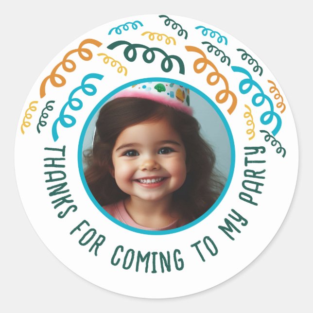 Adesivo Nome de Foto Personalizado Aniversário Obrigado Fa (Frente)