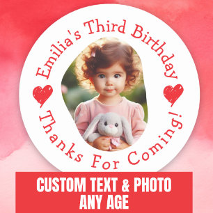 Adesivo Nome de Foto Personalizado Aniversário Obrigado Fa