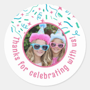 Adesivo Nome de Foto Personalizado Confetti Aniversário Ob