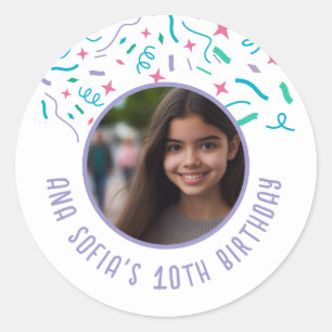Adesivo Nome de Foto Personalizado Qualquer Idade Confetti