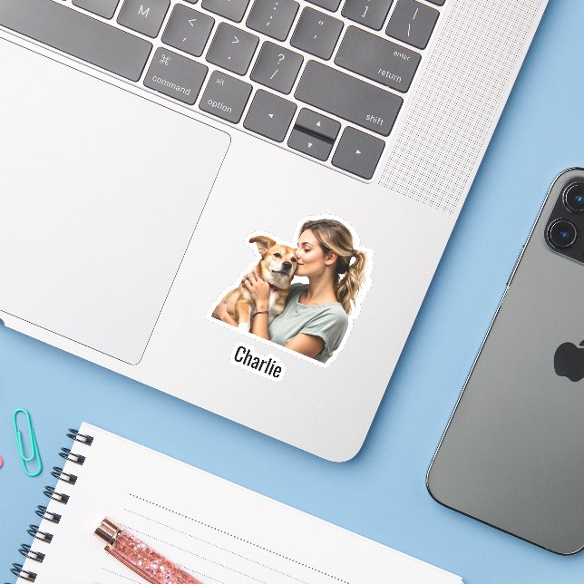 Adesivo Nome de Foto Personalizado Vinhetas à prova de águ (Notebook com iPhone)