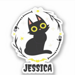 Adesivo Nome de Gato Negro - Gato Halloween