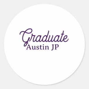 Adesivo nome de graduação roxo simples minimalista elegant