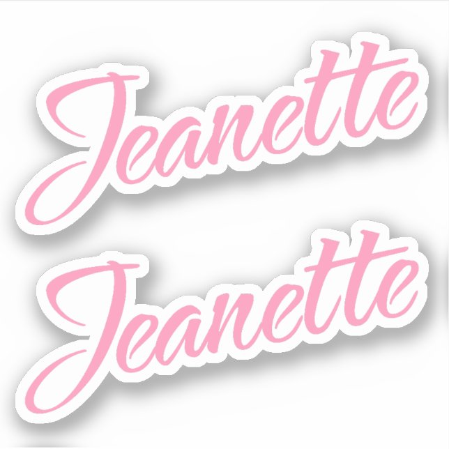 Adesivo Nome de Jeanette em Rosa x2 (Frente)