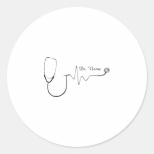 Adesivo Nome de médico personalizado Design de batimento c