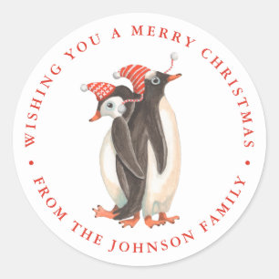 Adesivo Nome de Natal de Pinguim Fofo Festa