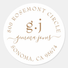 Adesivo Nome de Script de Monograma Dourado Moderno Minima