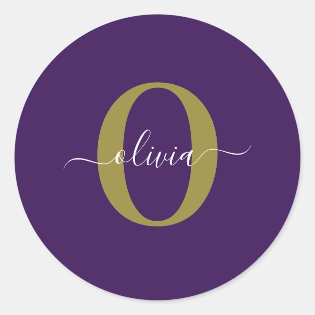 Adesivo Nome de Script Monograma Personalizado Branco Puro (Frente)