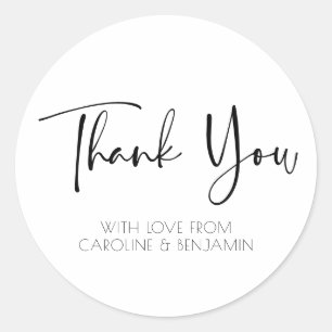 Adesivo Nome de Script Simples Preto e Branco Obrigado 