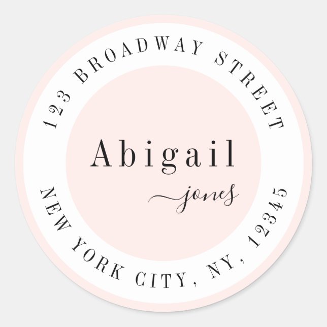 Adesivo Nome de Script Simples Rosa Endereço de retorno Mo (Frente)