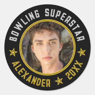 Adesivo Nome de Superastro de Boliche Moderno Foto Data Pr
