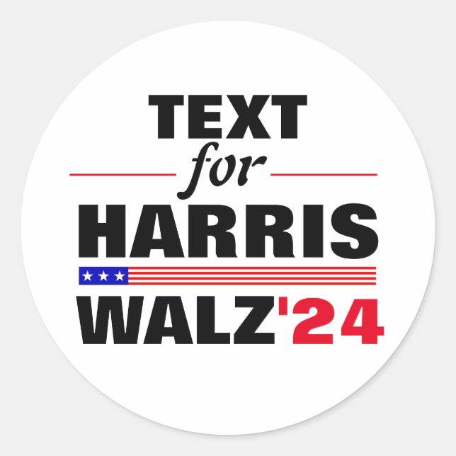 Adesivo Nome de Texto Personalizado para a Eleição Harris  (Frente)