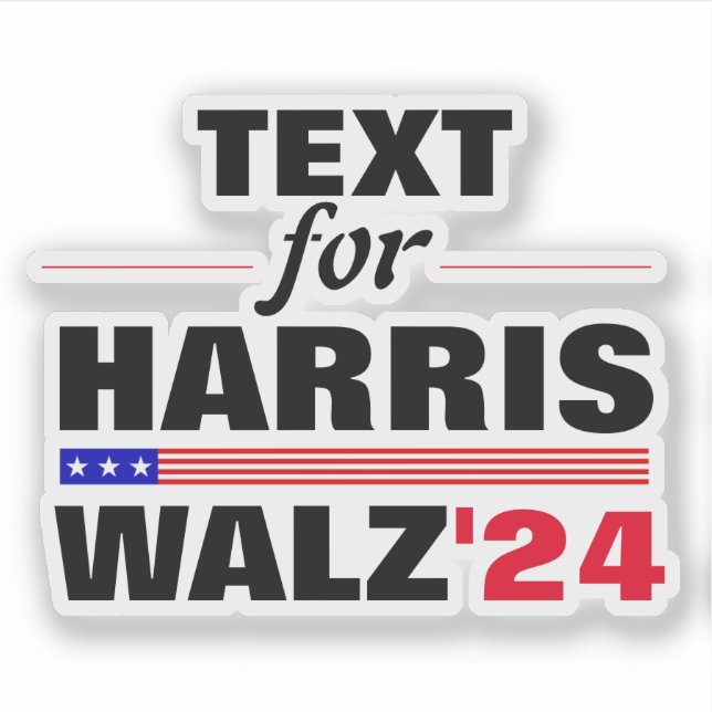 Adesivo Nome de Texto Personalizado para a Eleição Harris  (Frente)