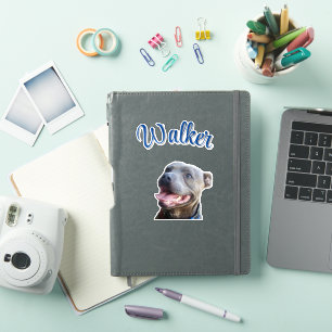 Adesivo Nome de Walker com Staffy Bull Terrier, 