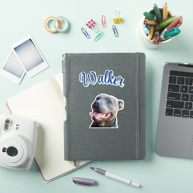 Adesivo Nome de Walker com Staffy Bull Terrier,  (Capa para iPad)