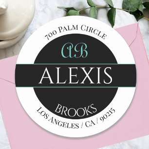 Adesivo Nome DIY Endereço Monograma, Preto Branco e Teto