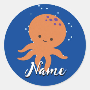 Adesivo Nome do Adição de Cartoon de Octopus de Cubo