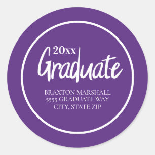Adesivo Nome do Ano de Graduação em Branco Roxo