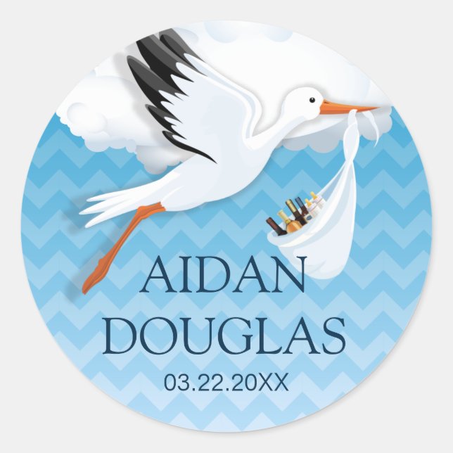 Adesivo Nome do Bebê do Ombre Azul (Frente)