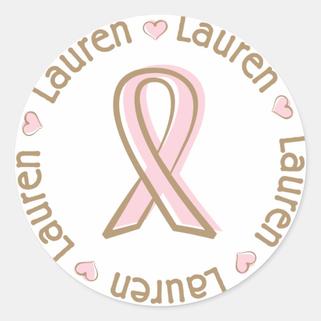 Adesivo Nome do Cancer de Fita Rosa Lauren (Frente)