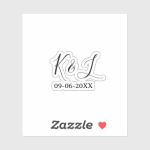 Adesivo nome do casal de casamento data carta fundo pastel
