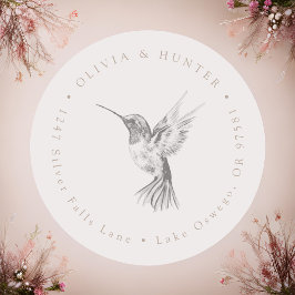 Adesivo Nome do Casal de Casamento Hummingbird Endereço de