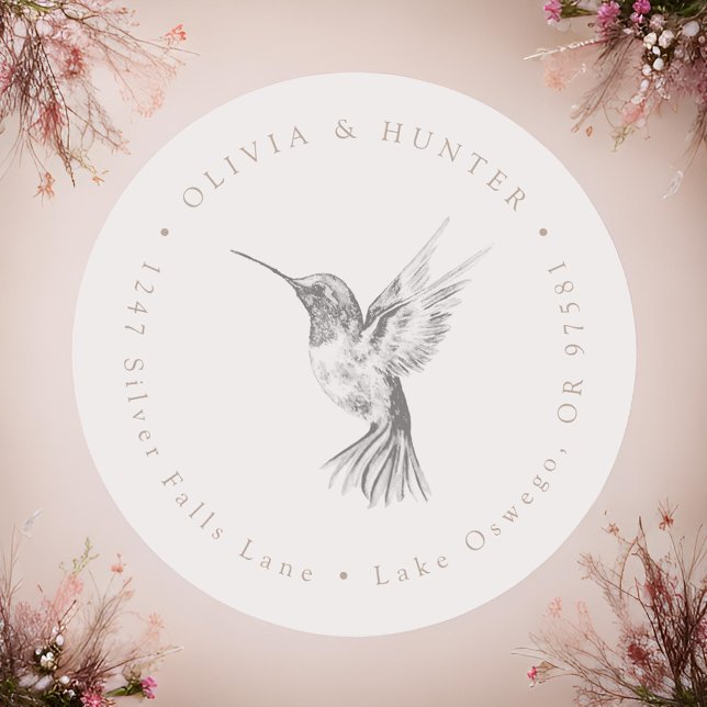 Adesivo Nome do Casal de Casamento Hummingbird Endereço de (Criador carregado)