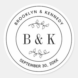 Adesivo Nome do Casal de Noiva Monograma Floral Botânico D