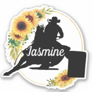 Adesivo Nome do cavalo personalizado de Barrel Racer