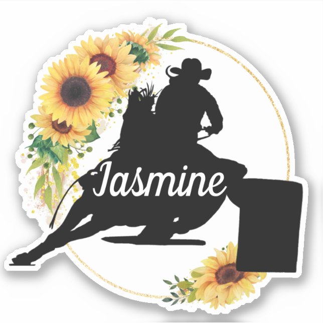 Adesivo Nome do cavalo personalizado de Barrel Racer (Frente)