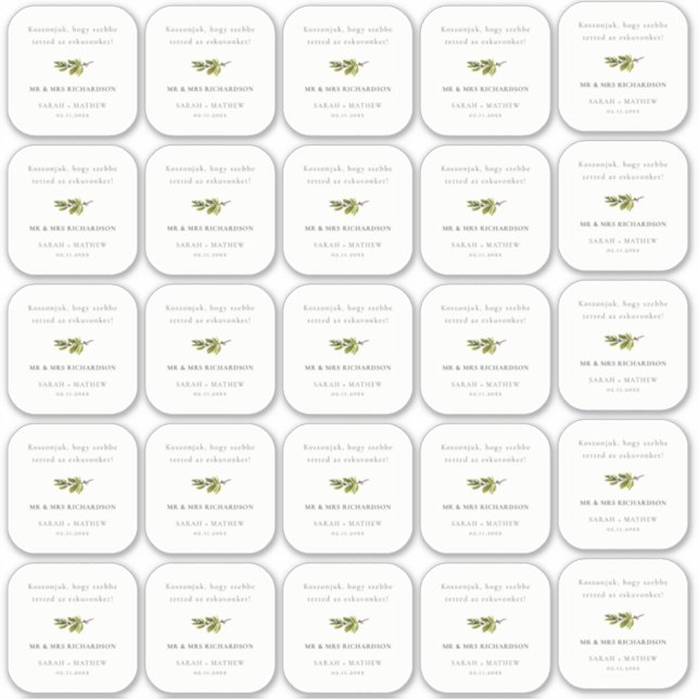 Adesivo Nome do Convidado da Folha do Pinheiro Verde Mínim (Frente)