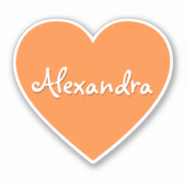 Adesivo Nome do Coração Laranja Grande Personalizado