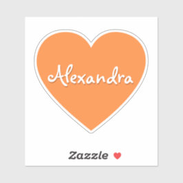 Adesivo Nome do Coração Laranja Grande Personalizado