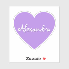 Adesivo Nome do Coração Roxo Grande Personalizado