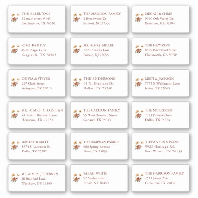 Adesivo Nome do Destinatário do Convidado de Casamento Flo (Frente)