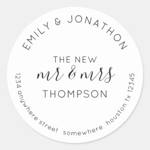 Adesivo Nome do Devolução do Newlyweds Endereço Branco Pre