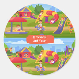Adesivo Nome do Diário de Cartoon Colorido para Crianças C