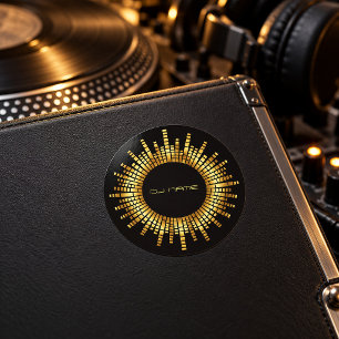 Adesivo Nome do DJ Equalizador Dourado
