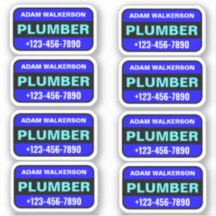 Adesivo Nome do encanador & Número de Telefone - Serviço P